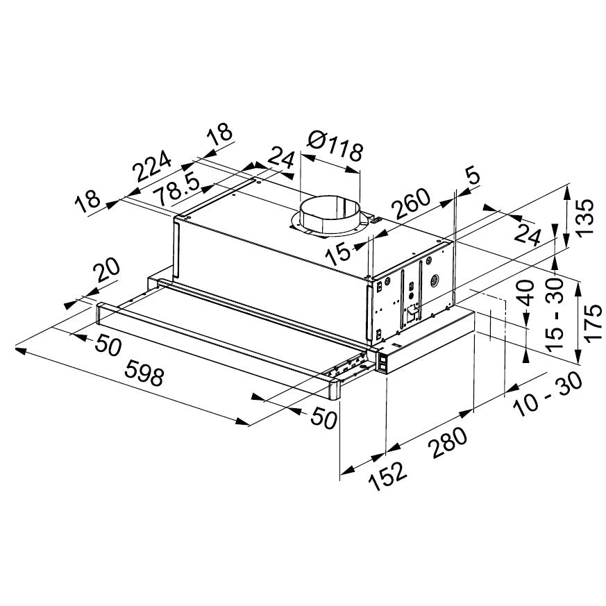 Franke Flexa FTC 601 BK/GL Hota telescopica 60 cm, negru