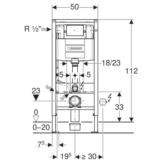Geberit Duofix Omega Rezervor 12 cm incastrat pentru WC suspendat H 112 cm