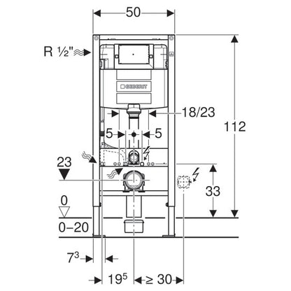 Geberit Duofix Omega Rezervor 12 cm incastrat pentru WC suspendat H 112 cm