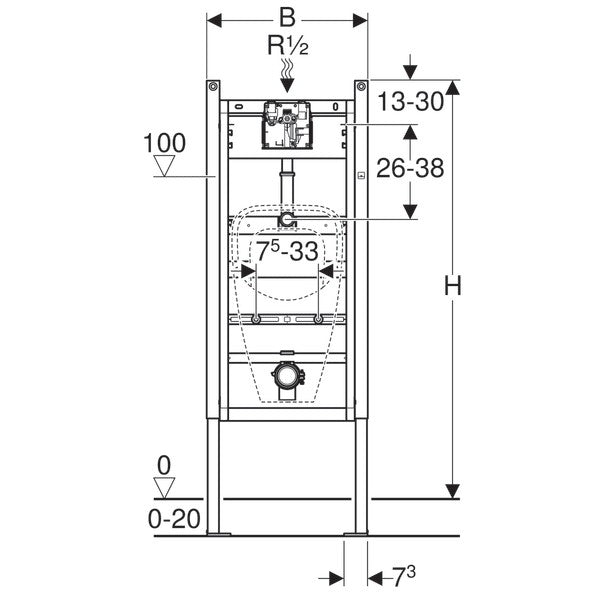 Geberit Duofix Cadru montaj universal pentru pisoar H130 cm