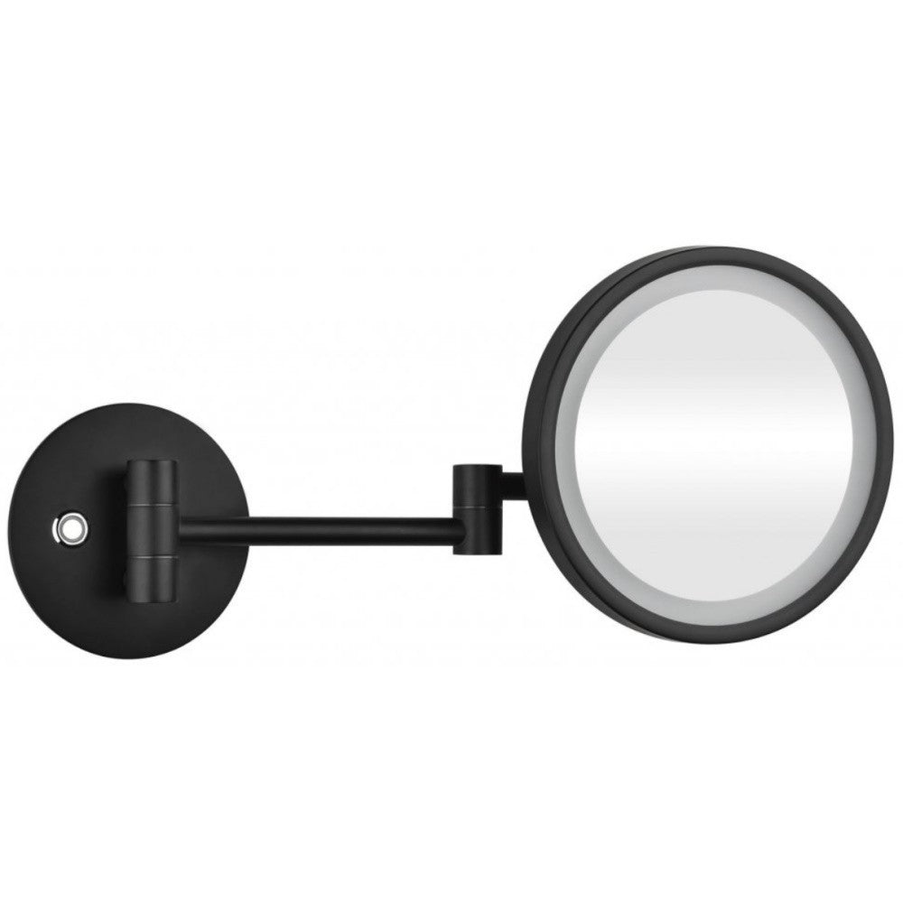 Bemeta Dark Oglinda cosmetica cu LED si touch sensor, Ø20 cm, negru