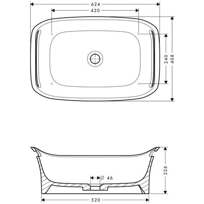 Lavoar baie pe blat Hansgrohe Urquiola 62x40 cm