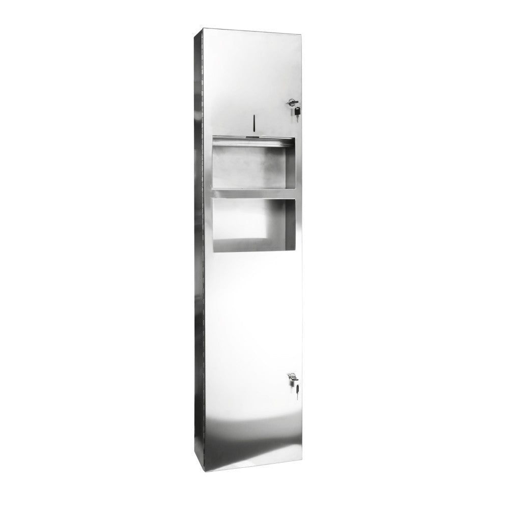 Dulap baie 31x16xH123 cm Bemeta Hotel Equipment, cu dispenser prosoape si cos gunoi, inox lucios