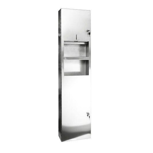 Dulap baie 31x16xH123 cm Bemeta Hotel Equipment, cu dispenser prosoape si cos gunoi, inox lucios