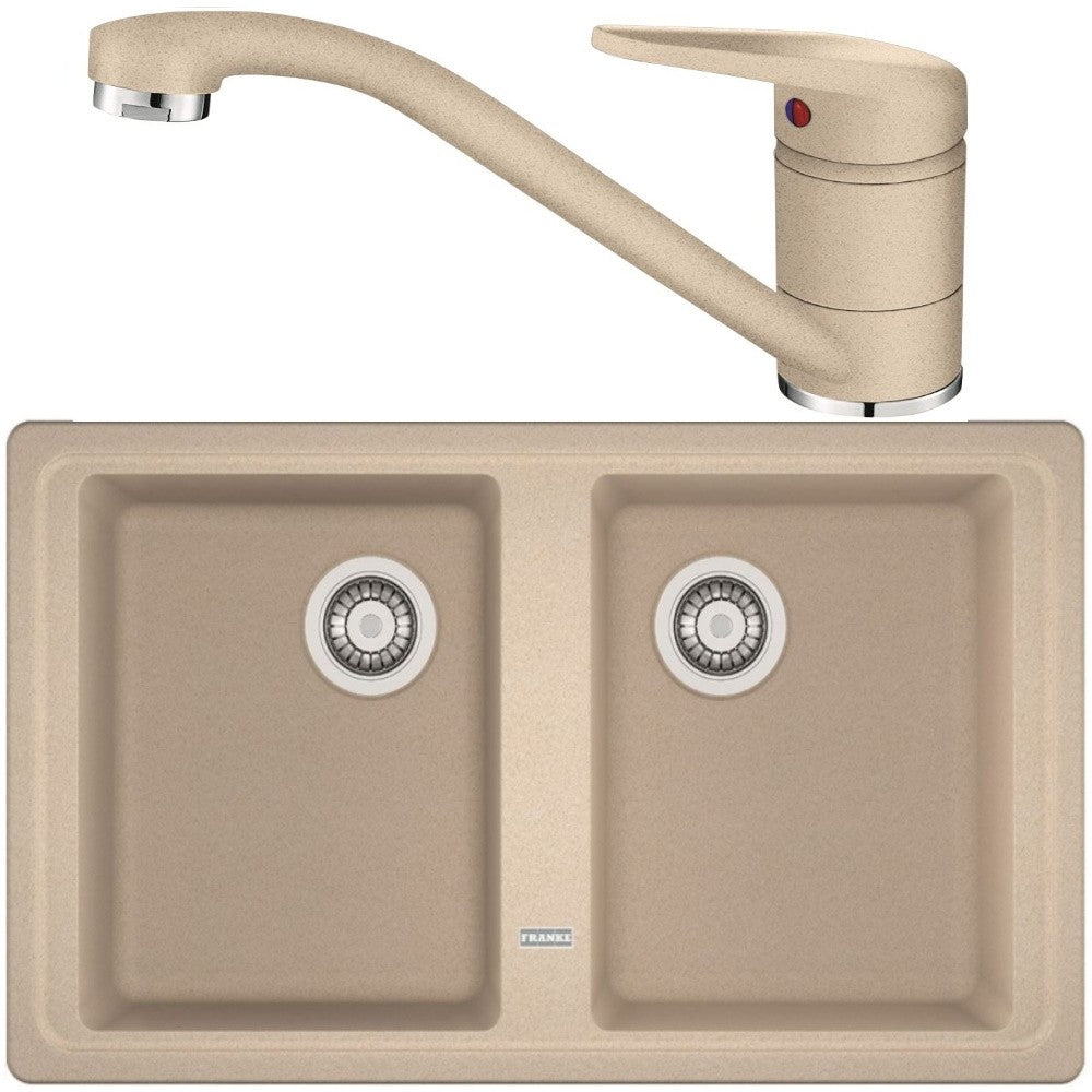 Franke Basis BFG 620 Set chiuveta bucatarie granit 86x50 cm cu baterie monocomanda Novara Plus, bej (avena)