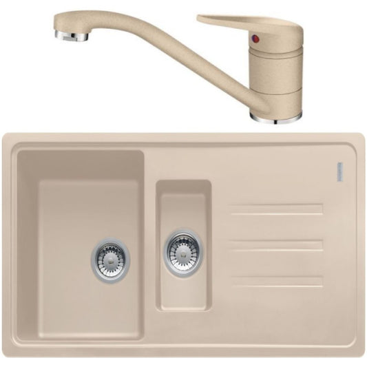 Franke Malta BSG 651 Set chiuveta bucatarie granit 97x50 cm cu baterie monocomanda Novara Plus, bej (avena)
