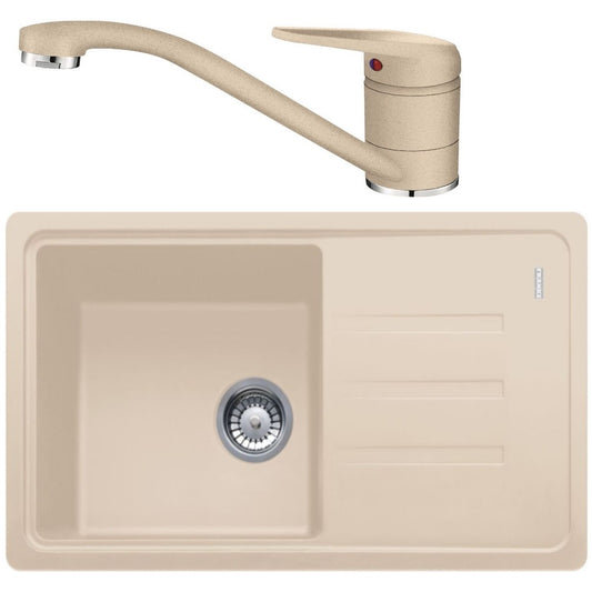 Franke Malta BSG 611-78 S Set chiuveta bucatarie granit 78x44 cm si baterie monocomanda, bej (avena)