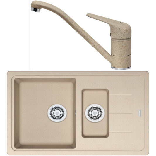 Franke Basis BFG 651-78 Set chiuveta bucatarie granit 78x50 cm cu baterie monocomanda Novara Plus, bej (avena)