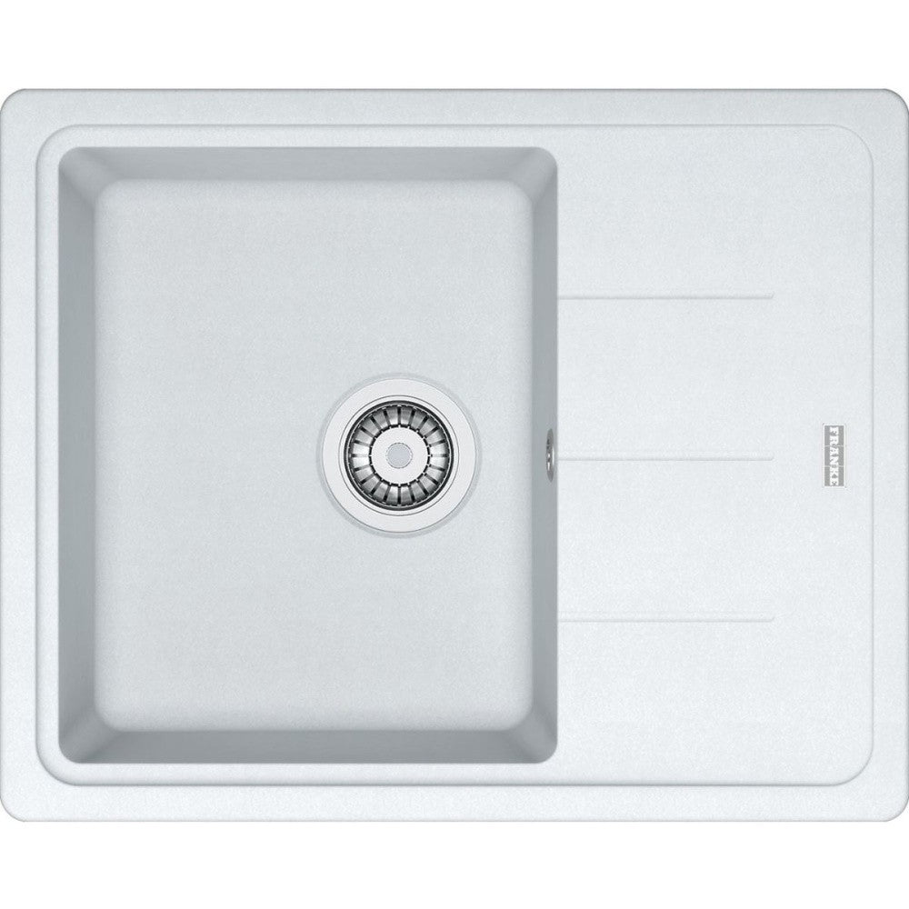 Franke Basis BFG 611-62 Set chiuveta bucatarie granit 62x50 cm cu baterie monocomanda Novara Plus, alb