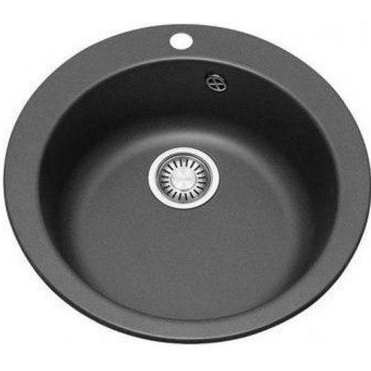 Franke Single 1 Chiuveta bucatarie tectonite Ø50 cm cu baterie monocomanda Novara Plus, negru