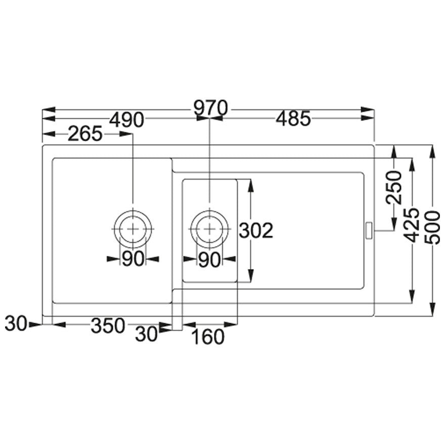 Franke Maris MRG 651 Chiuveta bucatarie granit 97x50 cm, negru mat