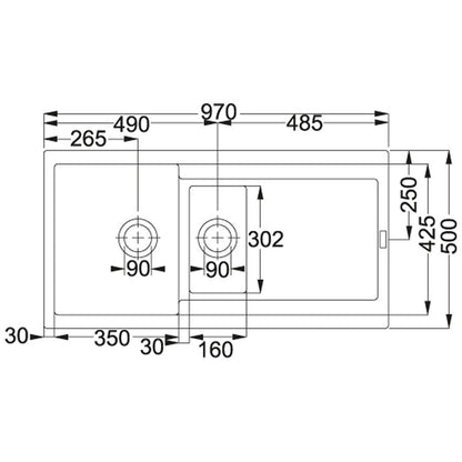 Franke Maris MRG 651 Chiuveta bucatarie granit 97x50 cm, negru mat