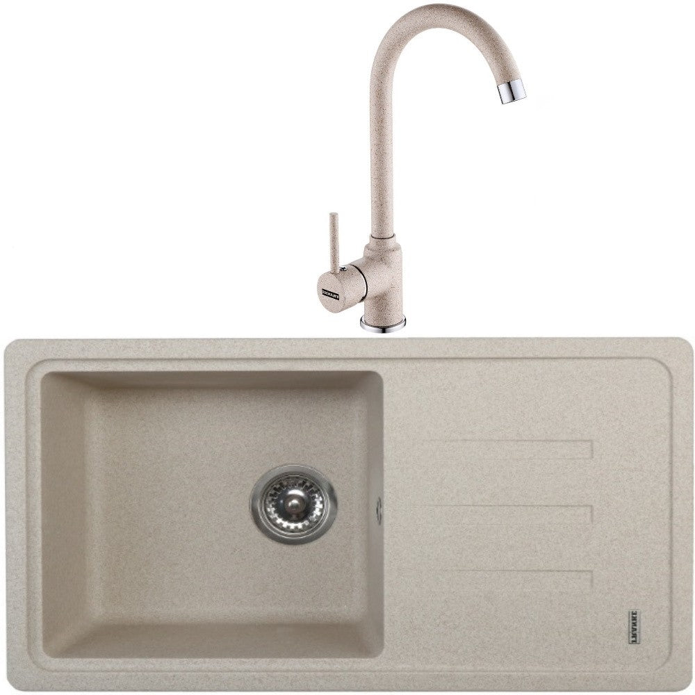 Franke Malta BSG 611-78 Set chiuveta bucatarie granit 78x44 cm cu baterie monocomanda Pola, bej (avena)