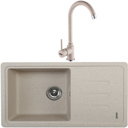 Franke Malta BSG 611-78 Set chiuveta bucatarie granit 78x44 cm cu baterie monocomanda Pola, bej (avena)