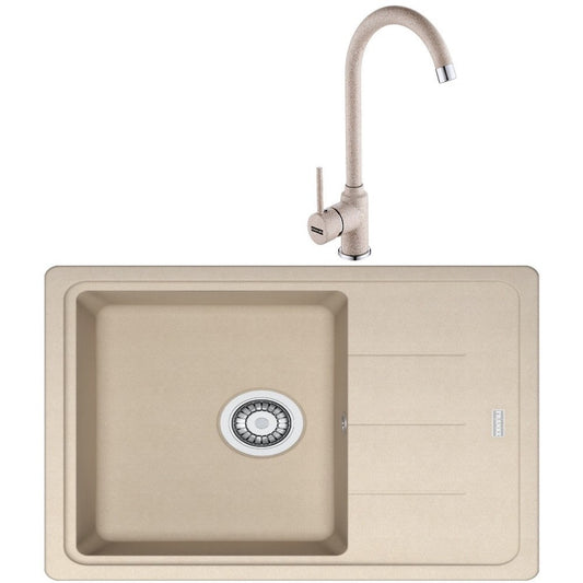 Franke Basis BFG 651-78 Set chiuveta bucatarie granit 78x50 cm cu baterie monocomanda Pola, bej (avena)