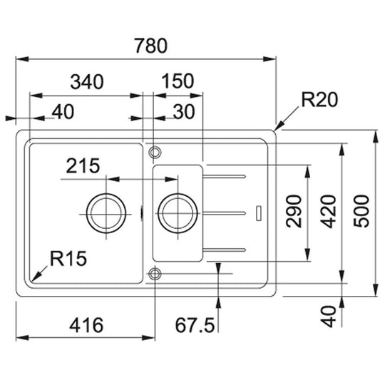 Franke Basis BFG 651-78 Chiuveta bucatarie granit 78x50 cm, negru