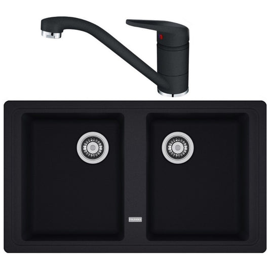 Franke Basis BFG 620 Set chiuveta bucatarie granit 86x50 cm cu baterie monocomanda Novara Plus, negru