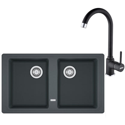 Franke Basis BFG 620 Set chiuveta bucatarie granit 86x50 cm cu baterie monocomanda Pola, negru