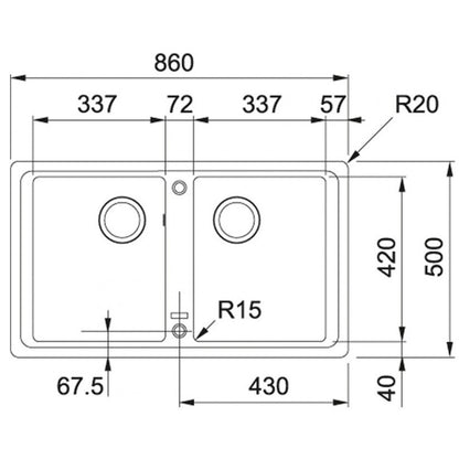 Franke Basis BFG 620 Set chiuveta bucatarie granit 86x50 cm cu baterie monocomanda Pola, negru