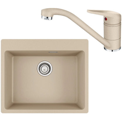 Franke Maris MRG 610-54 Set chiuveta bucatarie granit 50x59 cm cu baterie monocomanda Novara Plus, bej (avena)