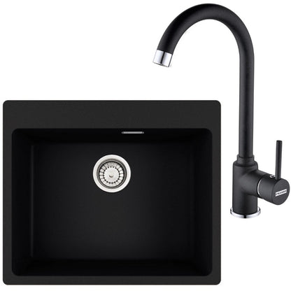 Franke Maris MRG 610-54 Set chiuveta bucatarie granit 50x59 cm cu baterie monocomanda Pola, negru