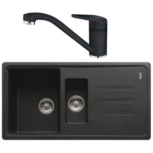 Franke Malta BSG 651-97 Set chiuveta bucatarie granit 97x50 cm cu baterie monocomanda Nova Plus, negru
