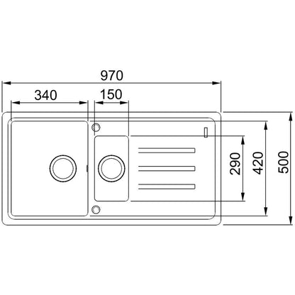 Franke Malta BSG 651-97 Set chiuveta bucatarie granit 97x50 cm cu baterie monocomanda Nova Plus, negru