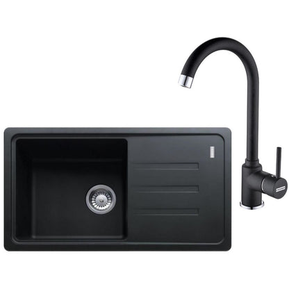 Franke Malta BSG 611-78 S Set chiuveta bucatarie granit 78x44 cm cu baterie monocomanda Pola, negru