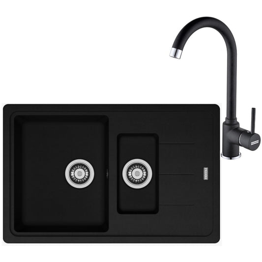 Franke Basis BFG 651-78 Set chiuveta bucatarie granit 78x50 cm cu baterie monocomanda Pola, negru