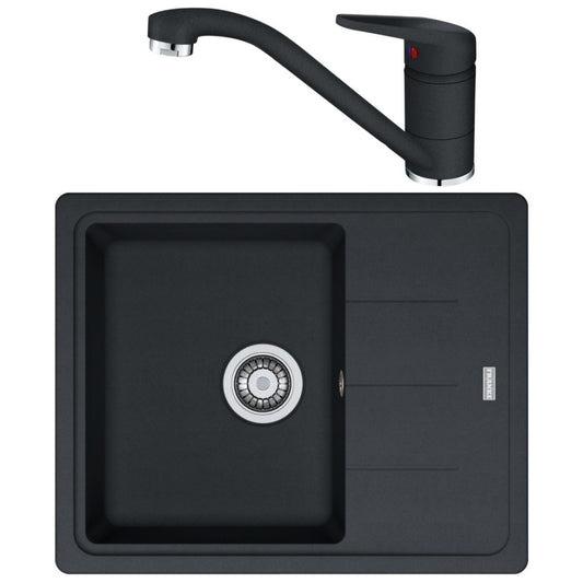 Franke Basis BFG 611-62 Set chiuveta bucatarie granit 62x50 cm si baterie monocomanda Novara Plus, negru