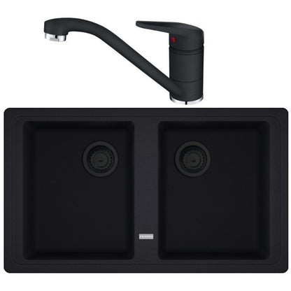 Franke Basis BFG 620 VN Set chiuveta bucatarie granit 86x50 cm cu baterie monocomanda Novara Plus, negru