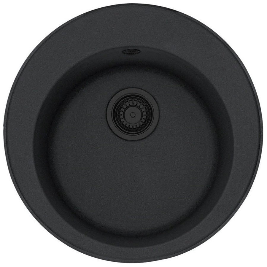 Franke Rotondo ROG 610 VN Set chiuveta bucatarie granit Ø51 cm cu baterie monocomanda Pola, negru