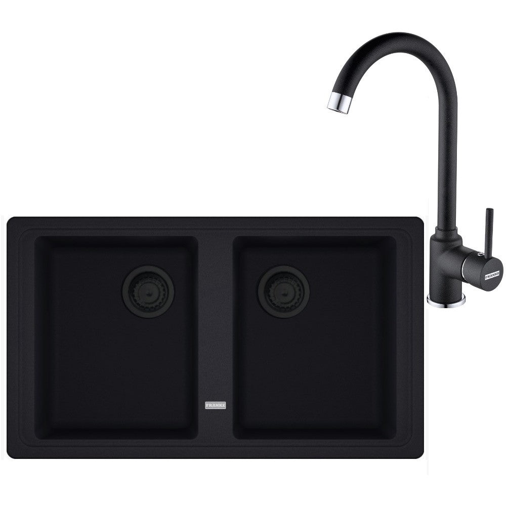 Franke Basis BFG 620 VN Set chiuveta bucatarie granit 86x50 cm cu baterie monocomanda Pola, negru