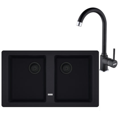 Franke Basis BFG 620 VN Set chiuveta bucatarie granit 86x50 cm cu baterie monocomanda Pola, negru
