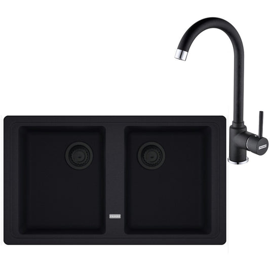 Franke Basis BFG 620 VN Set chiuveta bucatarie granit 86x50 cm cu baterie monocomanda Pola, negru