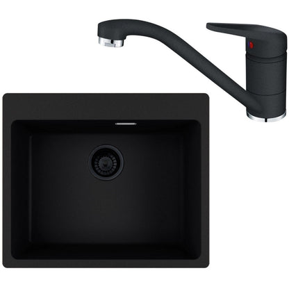 Franke Maris MRG 610-54 VN Set chiuveta bucatarie granit 50x59 cm cu baterie monocomanda Novara Plus, negru