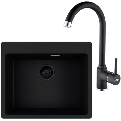 Franke Maris MRG 610-54 VN Set chiuveta bucatarie granit 50x59 cm cu baterie monocomanda Pola, negru