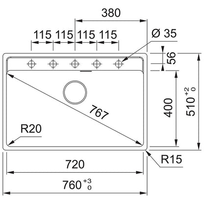 Franke Maris MRG 610-72 TL Chiuveta bucatarie granit 76x51 cm, alb