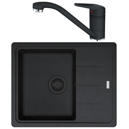 Franke Basis BFG 611-62 VN Set chiuveta bucatarie granit 62x50 cm cu baterie monocomanda Novara Plus, negru