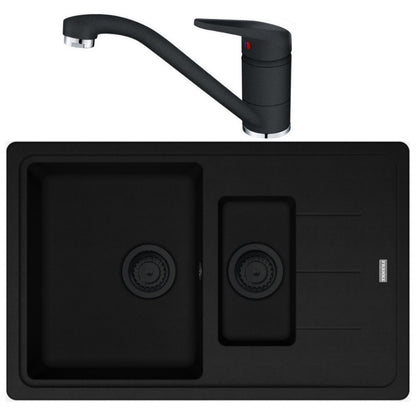 Franke Basis BFG 651-78 VN Set chiuveta bucatarie granit 78x50 cm cu baterie monocomanda Novara Plus, negru