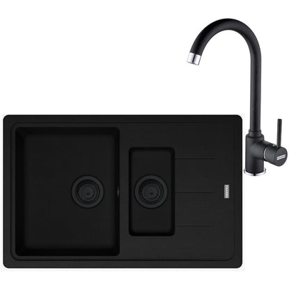Franke Basis BFG 651-78 VN Set chiuveta bucatarie granit 78x50 cm cu baterie monocomanda Pola, negru