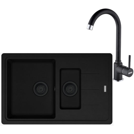 Franke Basis BFG 651-78 VN Set chiuveta bucatarie granit 78x50 cm cu baterie monocomanda Pola, negru