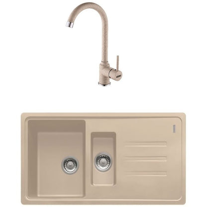 Franke BSG 651-97 Set chiuveta bucatarie granit 97x50 cm si baterie monocomanda, bej deschis (avena)