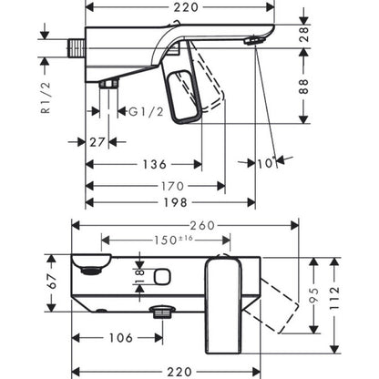 Hansgrohe Axor Urquiola Baterie cada dus monocomanda