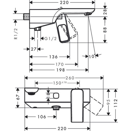 Hansgrohe Axor Urquiola Baterie cada dus monocomanda