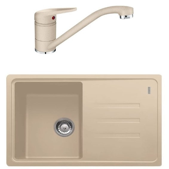 Franke Malta BSG 611-78 Set chiuveta bucatarie granit 78x50 cm si baterie monocomanda, bej deschis (avena)