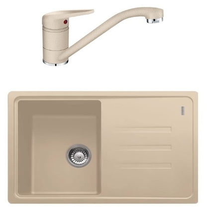 Franke Malta BSG 611-78 Set chiuveta bucatarie granit 78x50 cm si baterie monocomanda, bej deschis (avena)