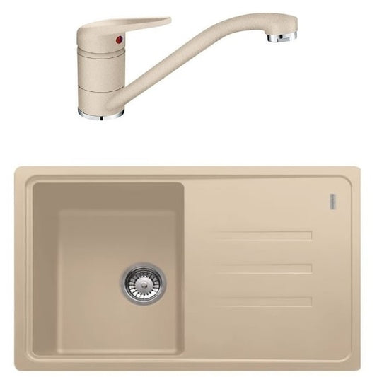Franke Malta BSG 611-78 Set chiuveta bucatarie granit 78x50 cm si baterie monocomanda, bej deschis (avena)