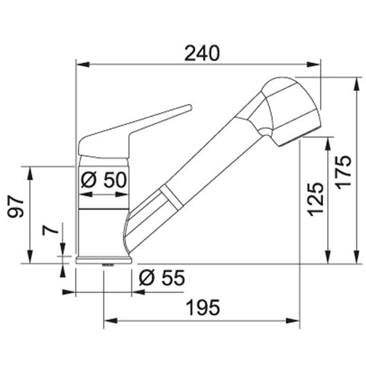 Franke Novara Plus Baterie chiuveta bucatarie monocomanda cu dus extractibil, bej inchis (oyster)