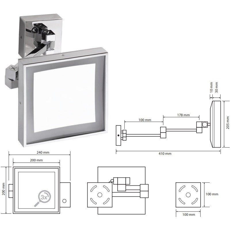 Bemeta Oglinda cosmetica cu LED si touch sensor, 20x20 cm